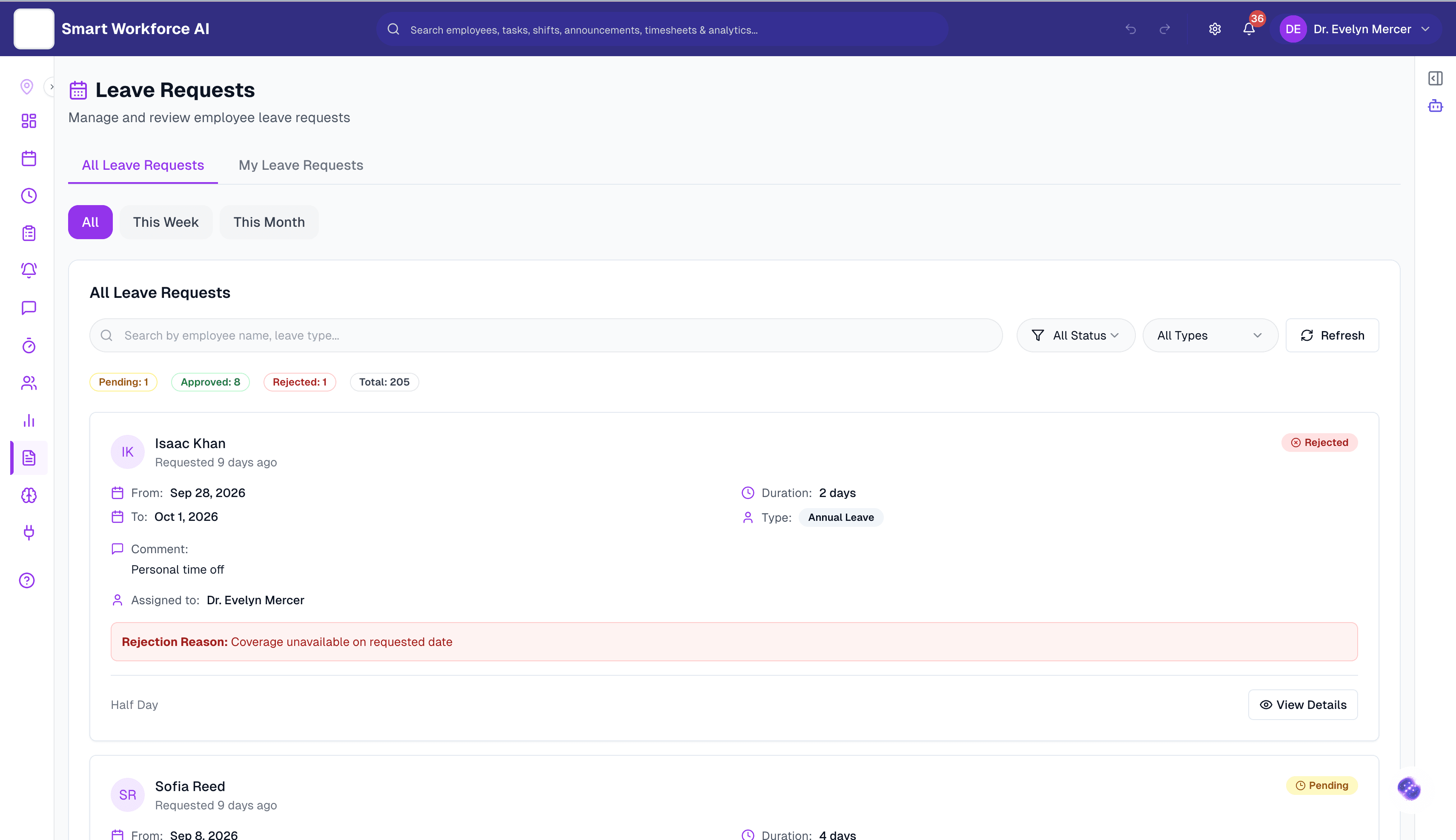 Leave and coverage decisions with reasons recorded